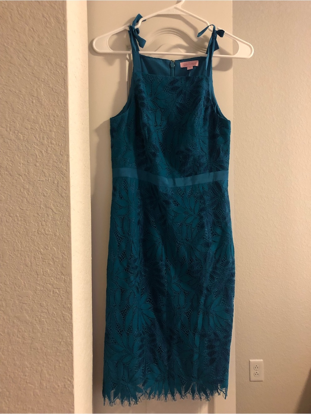 Lilly Pulitzer Teal Lace Tie-Shoulder Midi Dress